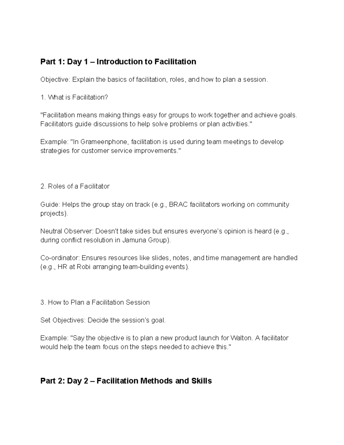 Facilitation-ppt - None - Part 1: Day 1 – Introduction to Facilitation ...