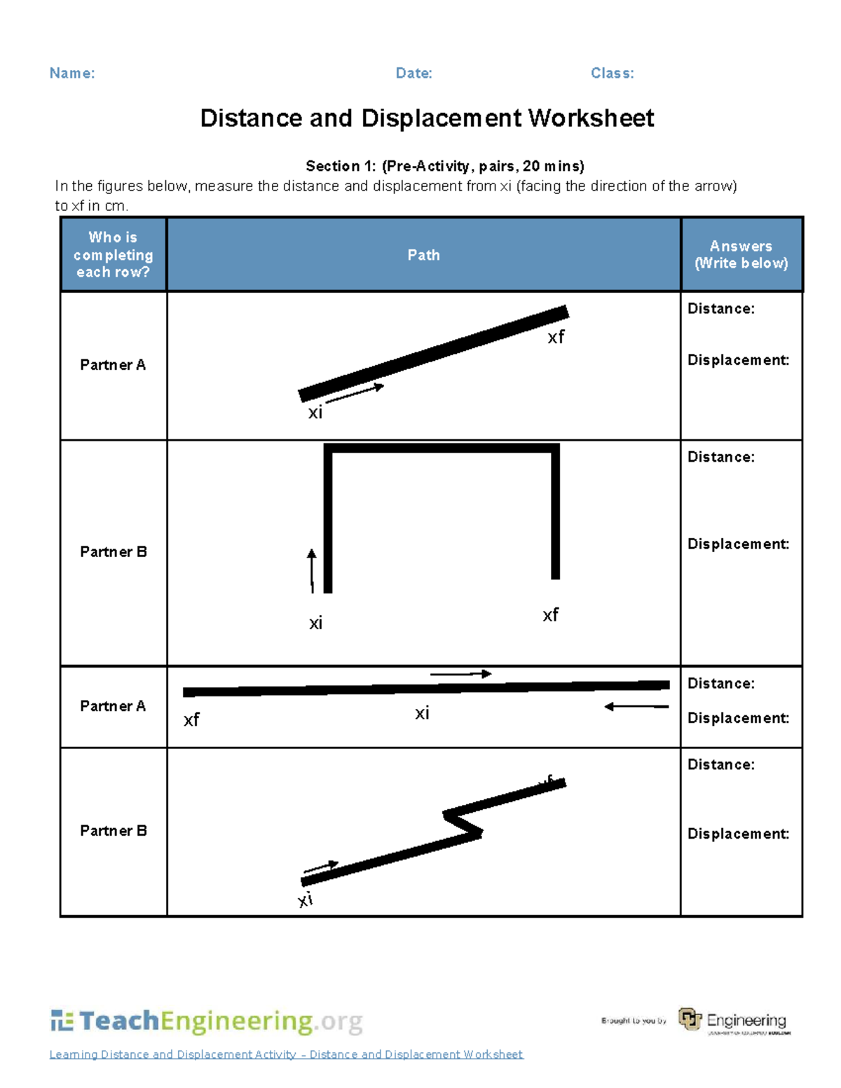 Bos 2802 Distance and Displacement Worksheet Activity - Studocu
