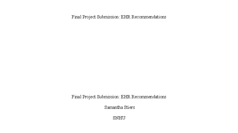 HIM 220 Final Project: EHR System Recommendations Analysis - Studocu