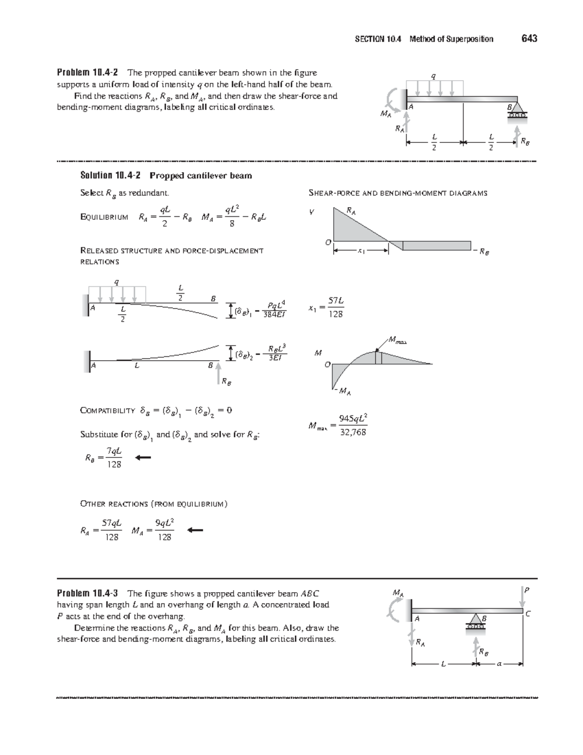 Mechanics of Materials Chap 10-02 - Problem 10-2 The propped cantilever ...
