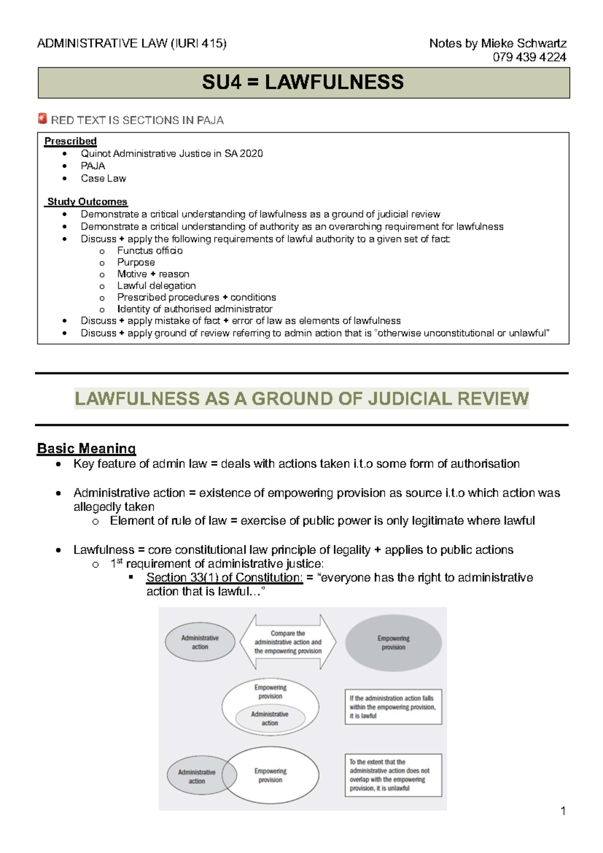 IURI 415 - Administrative Law Notes: Lawfulness & Judicial Review ...