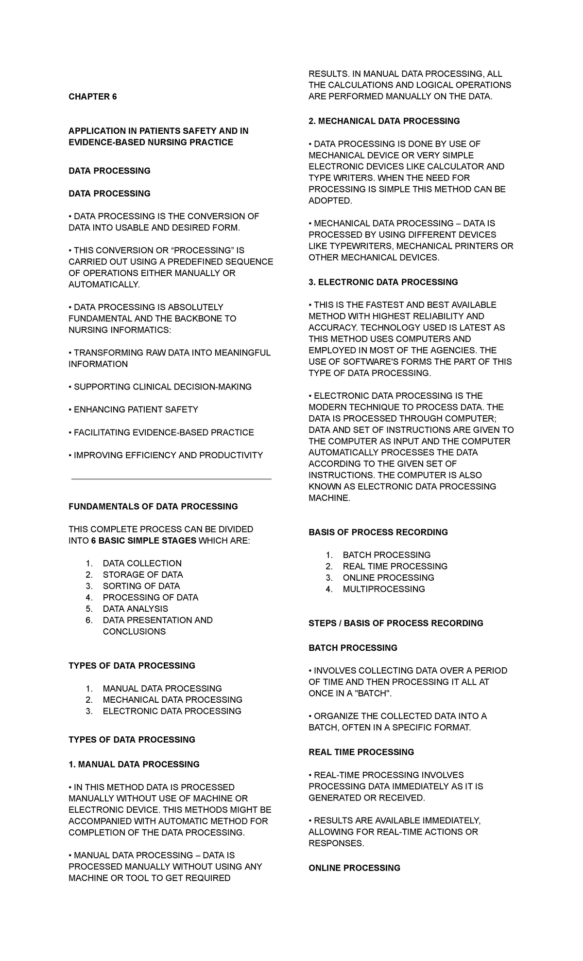 CHAPTER 6 RESULTS: DATA PROCESSING IN NURSING PRACTICE (NI LAB 6 & 7 ...