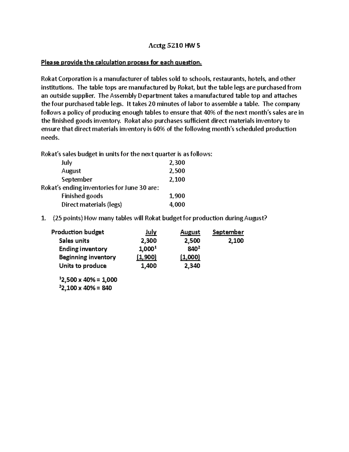 Acctg 5210 HW 6 - Variance Analysis & Equipment Investment Evaluation ...