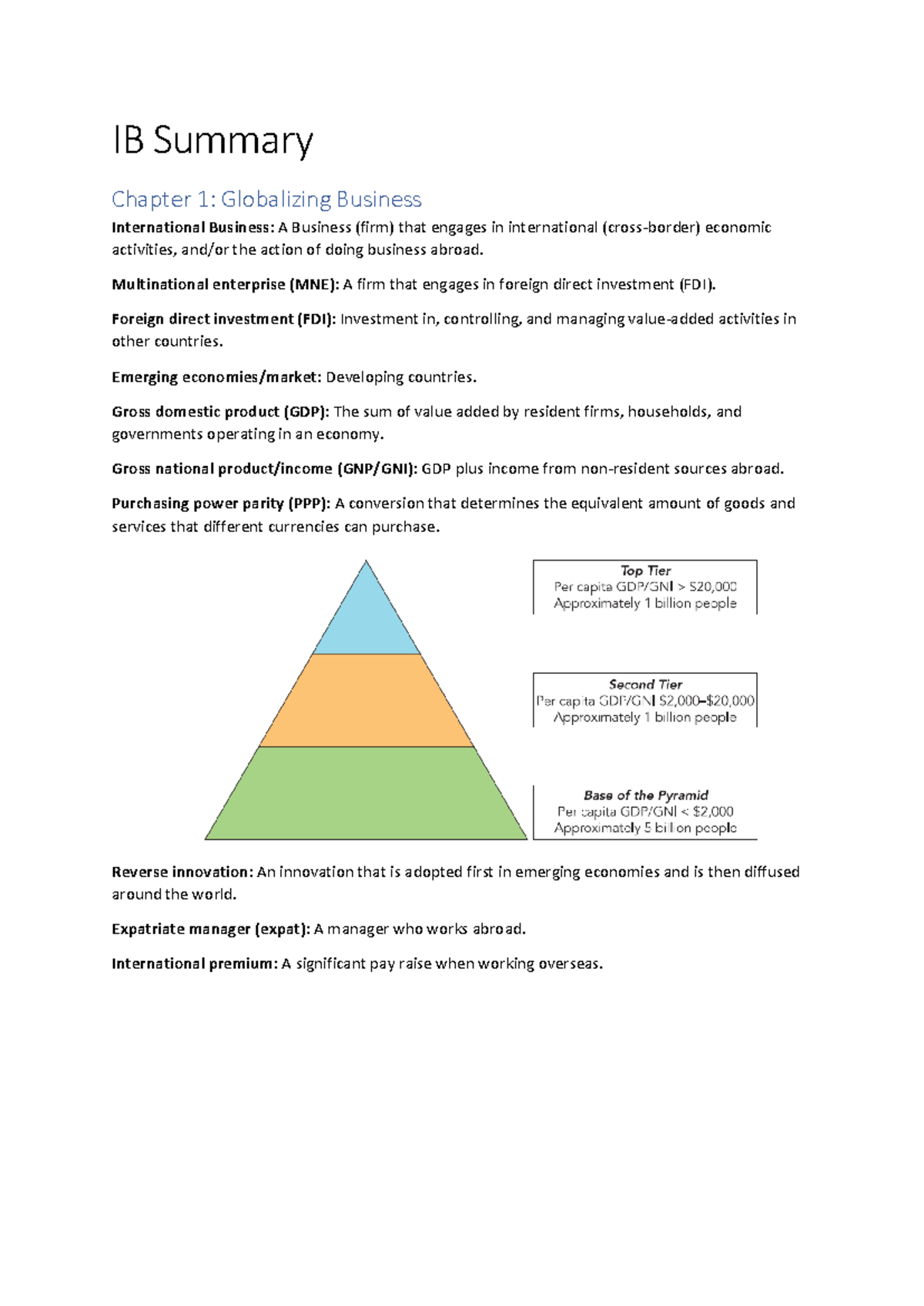 IB Midterm + Final Exam Summary: Key Concepts in Global Business ...