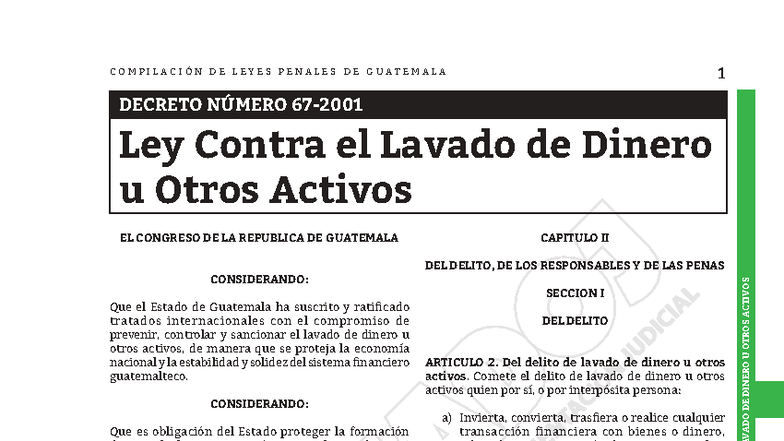 Ley Contra el Lavado de Dinero en Guatemala - Decreto 09 - Studocu