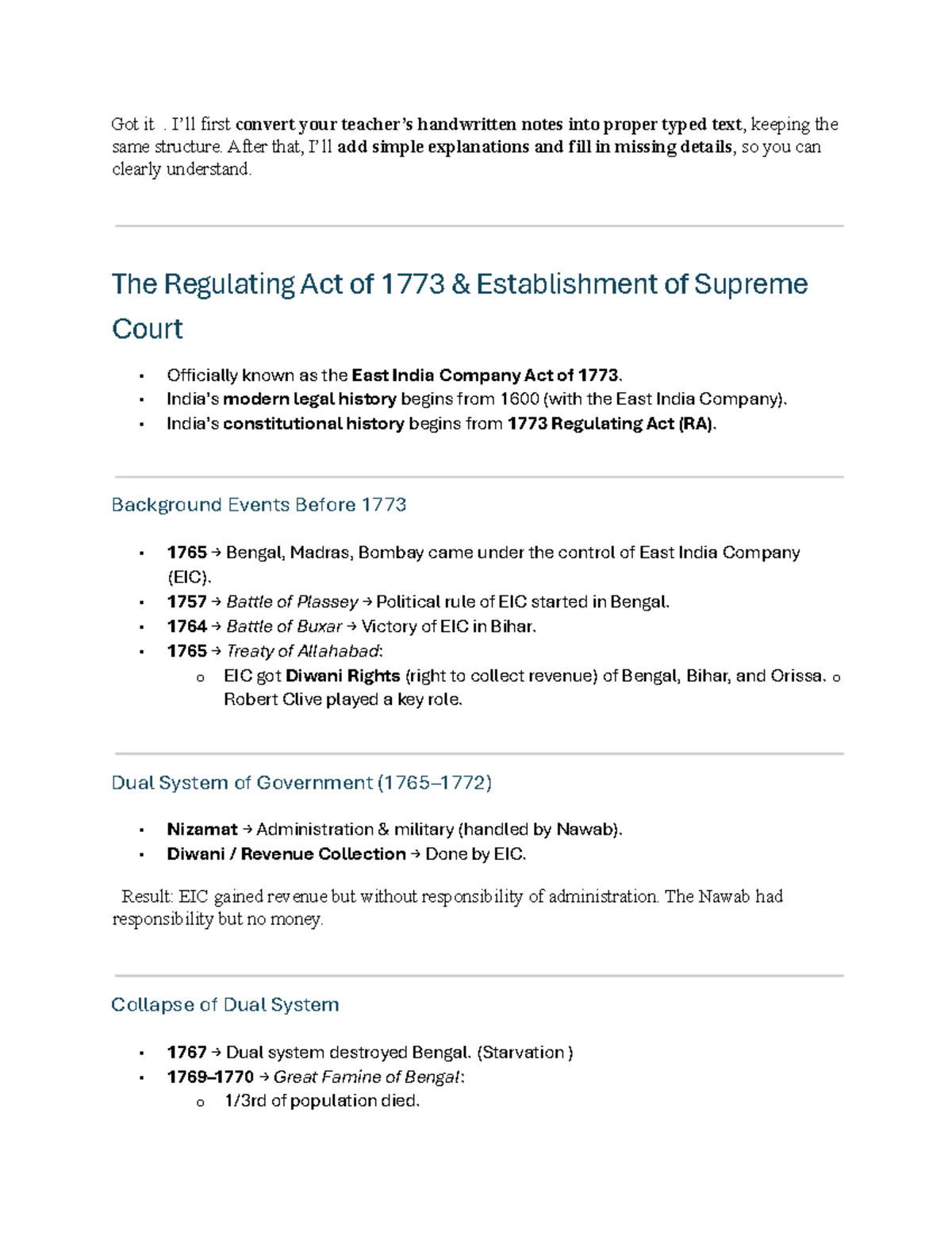 RA SC 2 - Legal History Notes: The Regulating Act of 1773 Explained ...