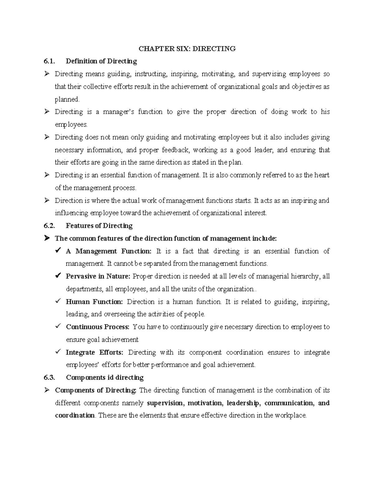 MGT 101 Chapter 6: Key Concepts in Directing & Leadership Techniques ...