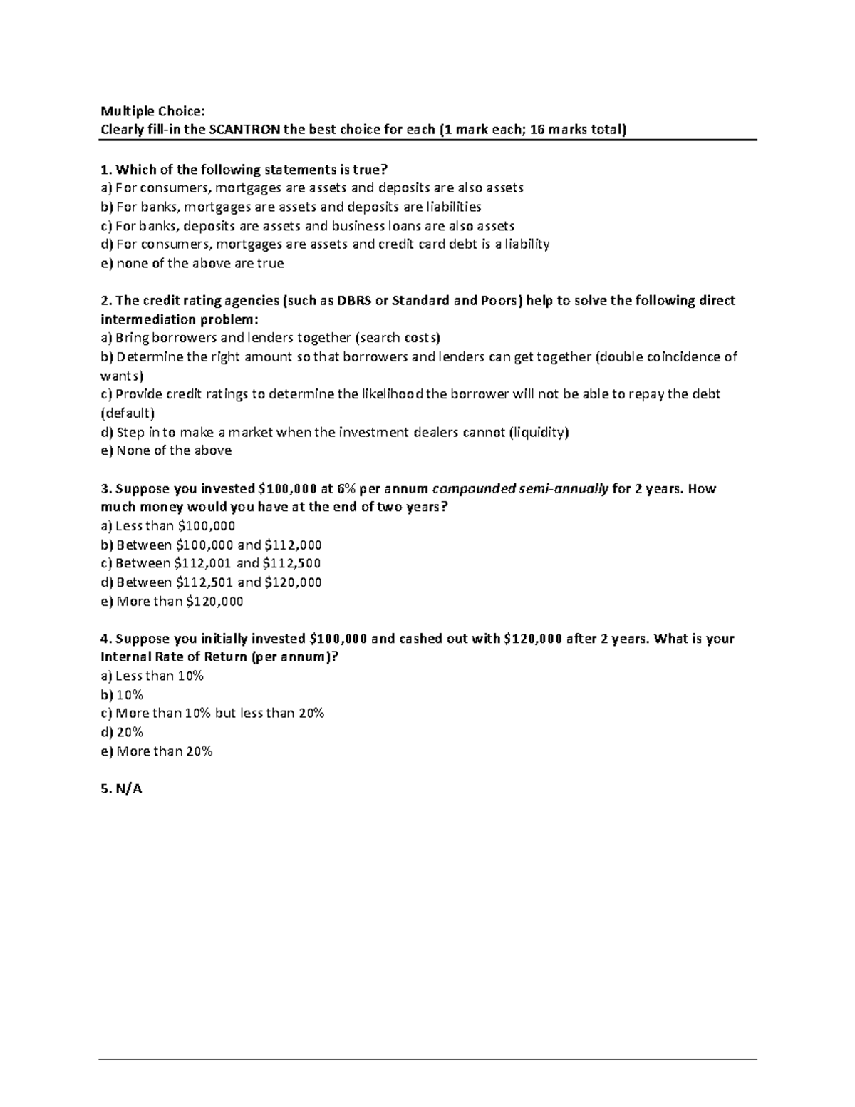 RSM230H1S Final Exam: Multiple Choice & Short Answer Questions - Studocu