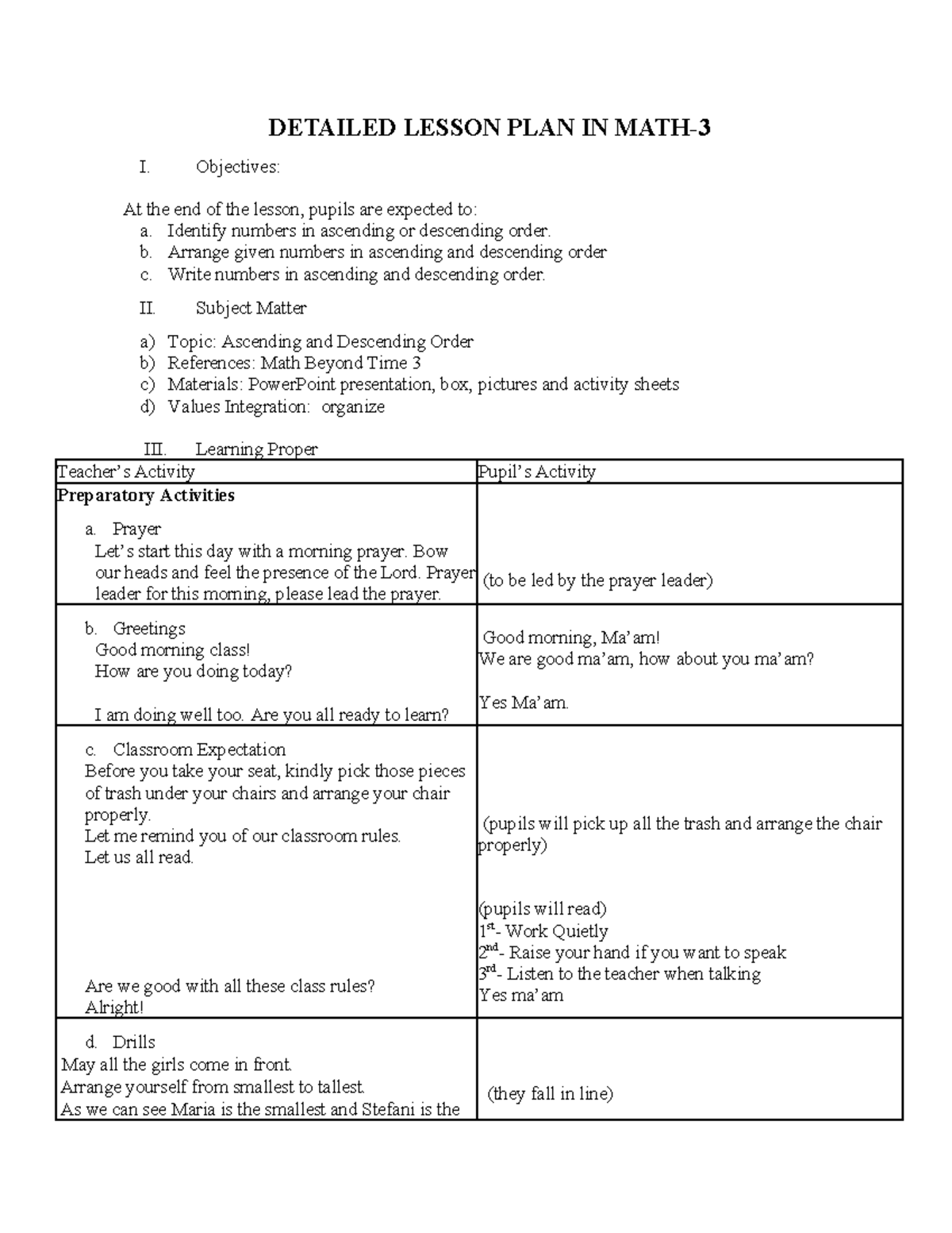 Lesson Plan Math-3 (detailed 5) - DETAILED LESSON PLAN IN MATH- I ...