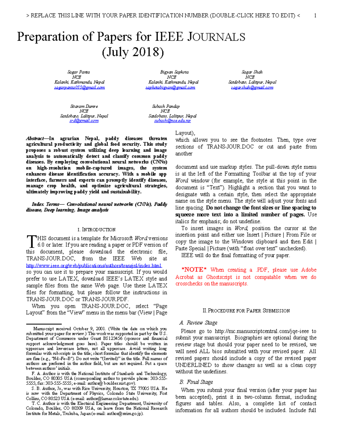 IEEE-Template - Effective Research Format for Agricultural Study - Studocu