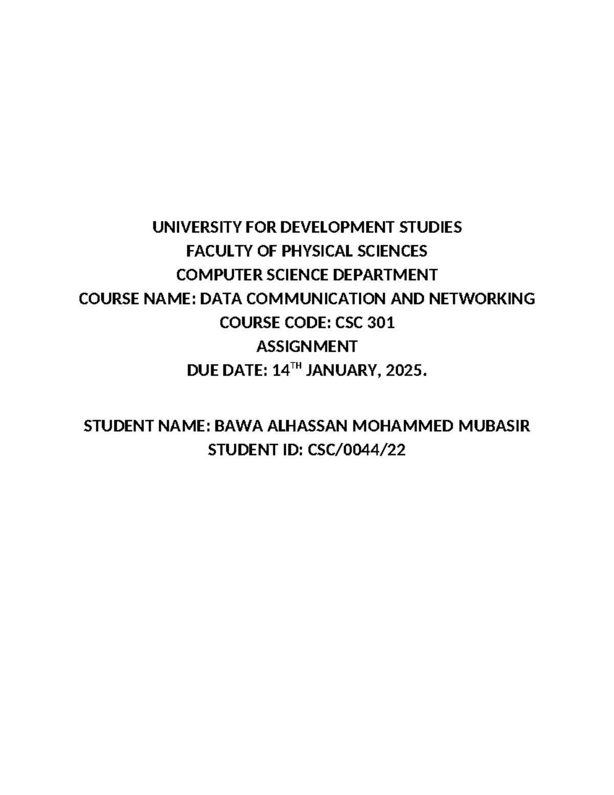 Assignment CSC 301: Understanding Network Security and Issues - Studocu