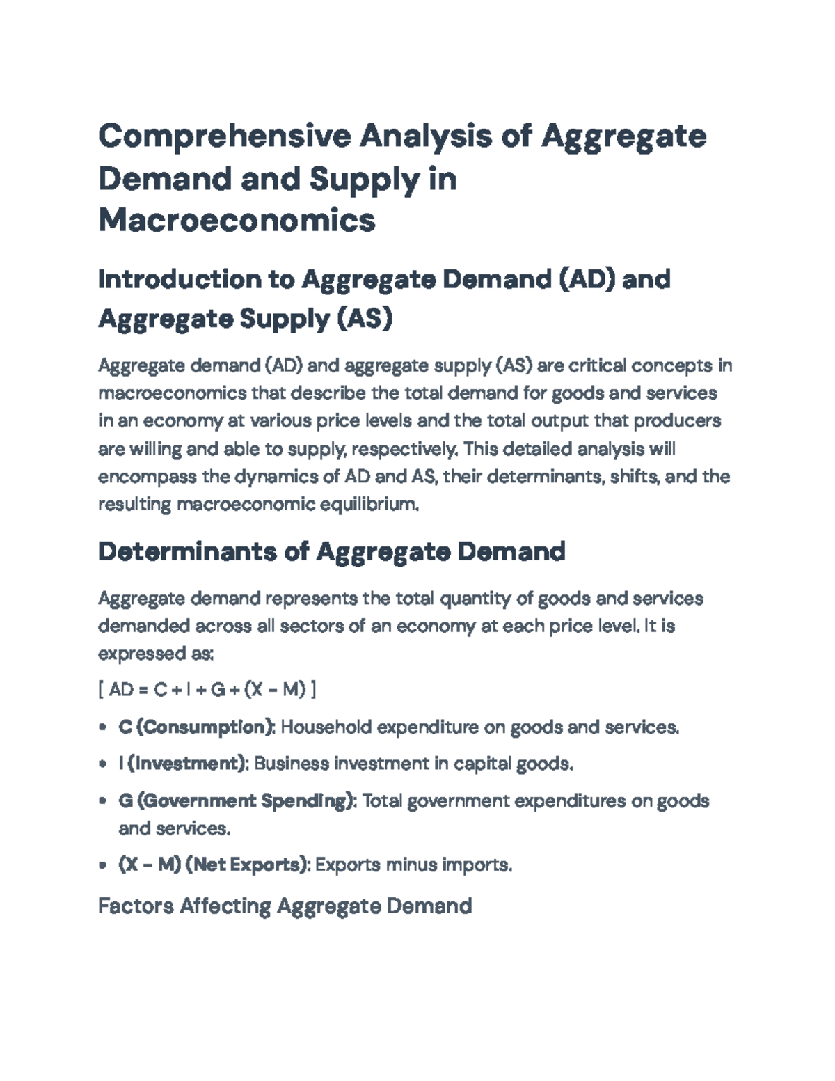 Comprehensive Analysis of Aggregate Demand and Supply in Macroeconomics ...