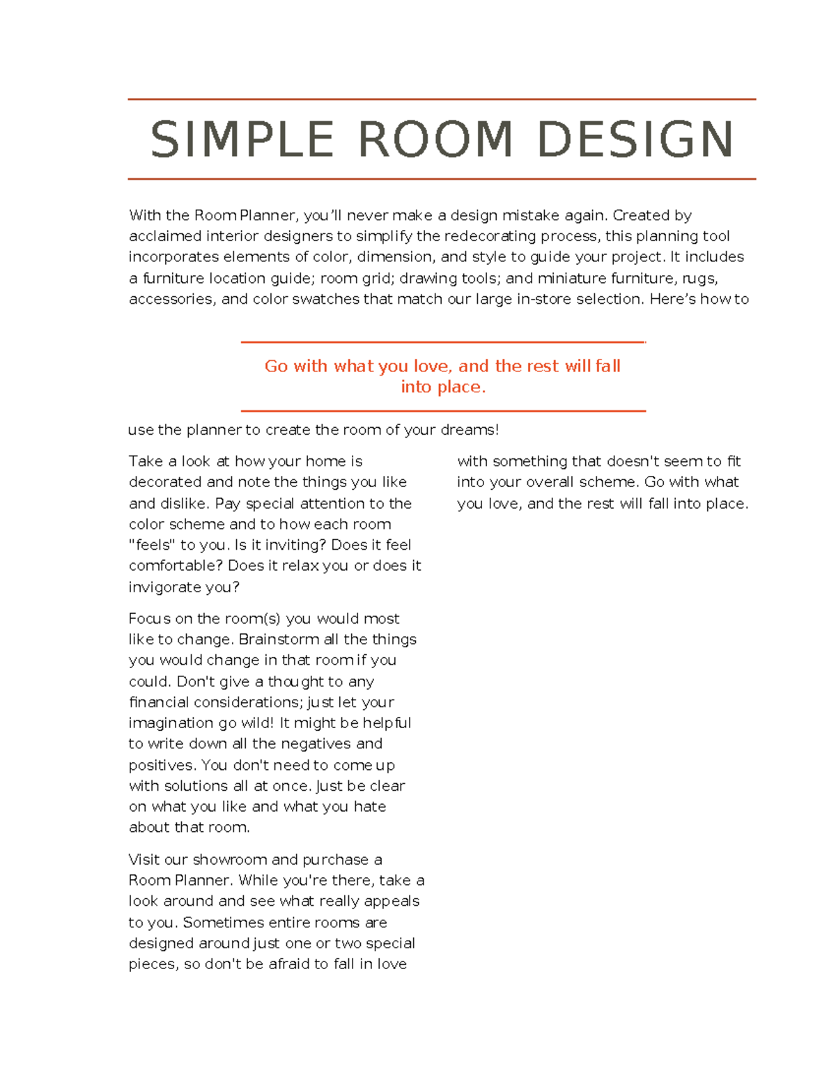 Day1-1 - Simple Room Design Guide Using the Room Planner - Studocu