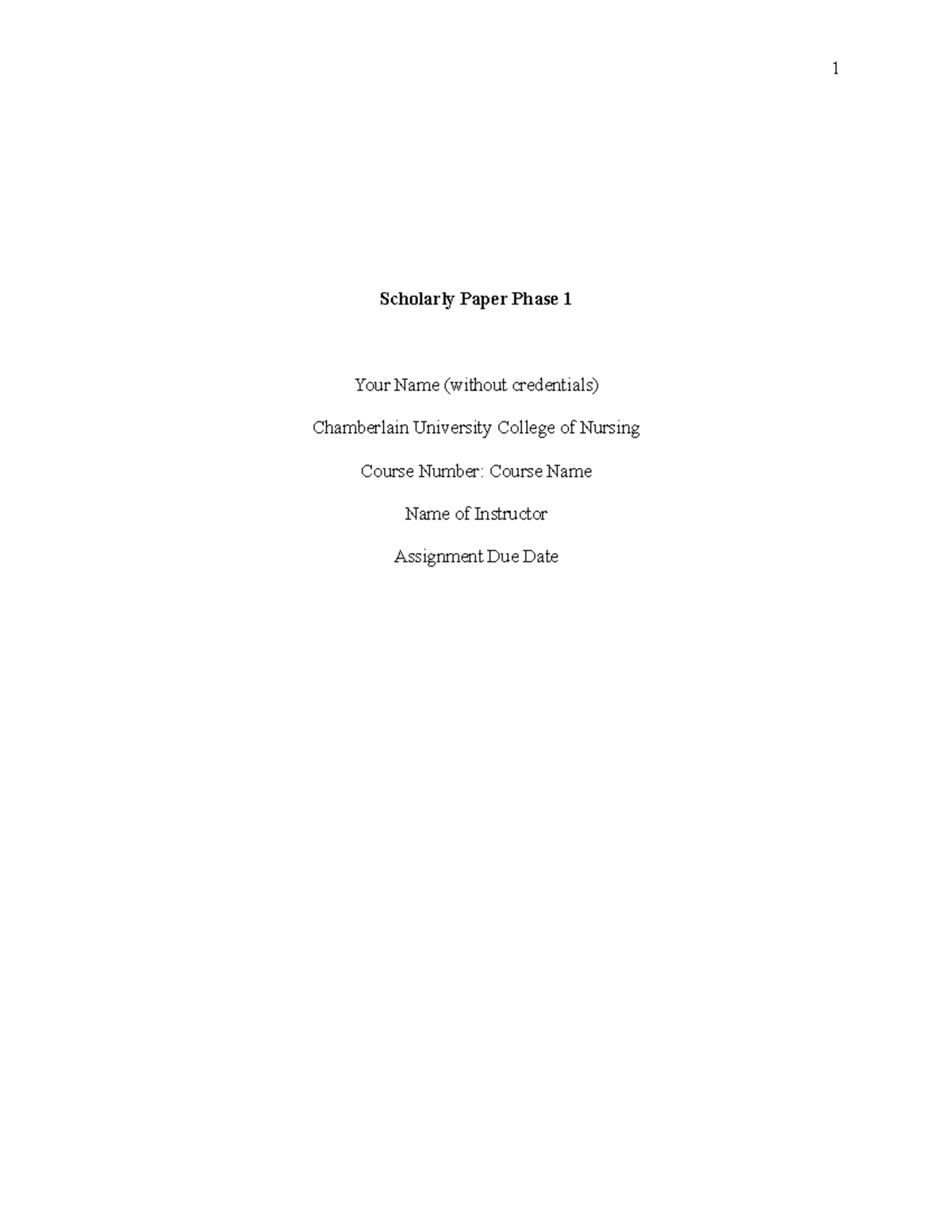 APA 7th Edition Paper Template Rnbsn - Scholarly Paper Phase 1 Your ...