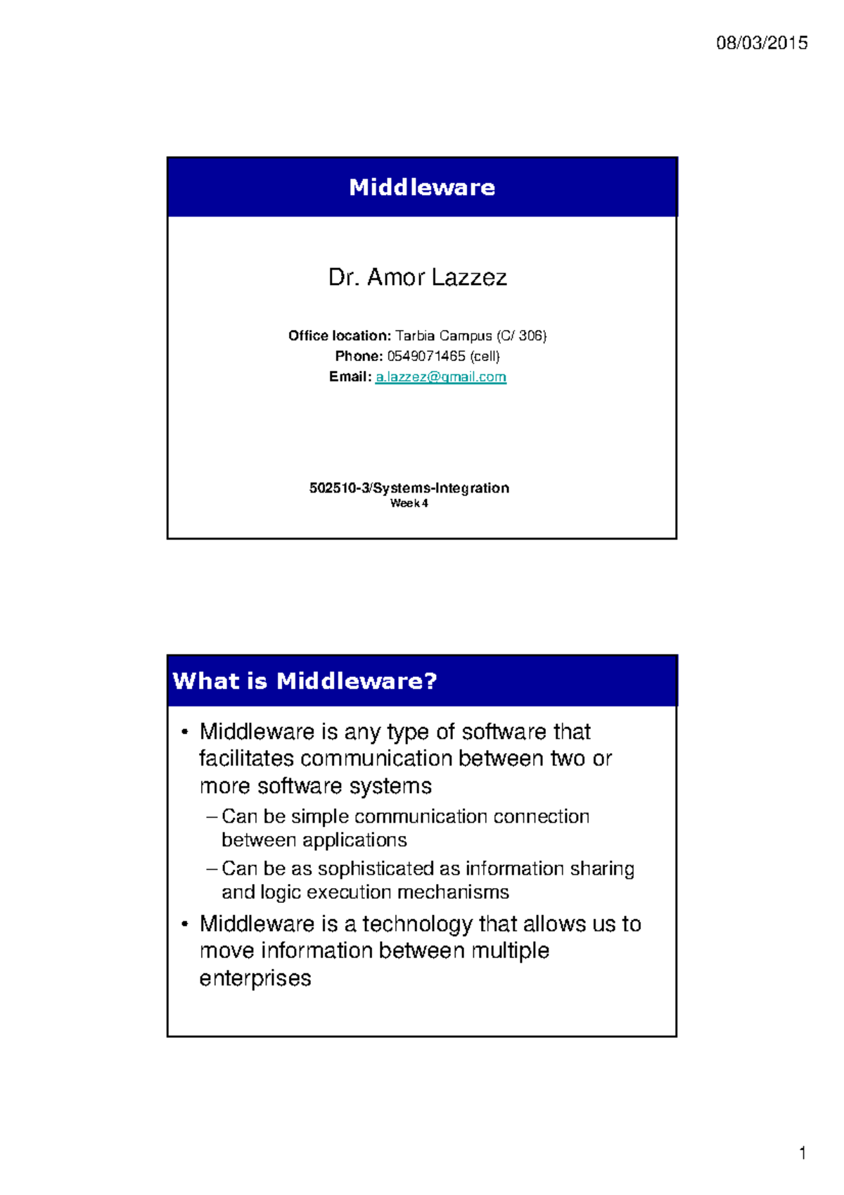 Chapter 3 - Middleware Overview and Communication Models (502510-3 ...