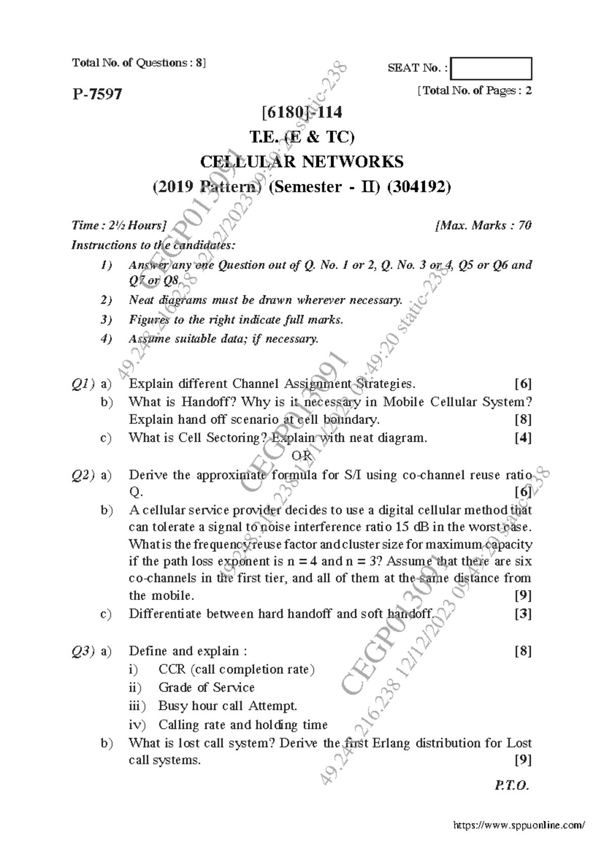 C 8.2 Cellular Networks Midterm Exam Notes (304192) Dec 2023 - Studocu