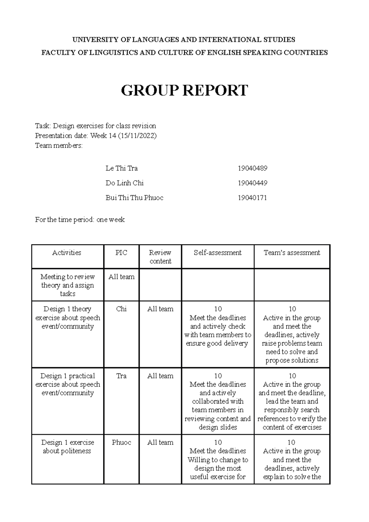 Group 7 Group Report - UNIVERSITY OF LANGUAGES AND INTERNATIONAL ...