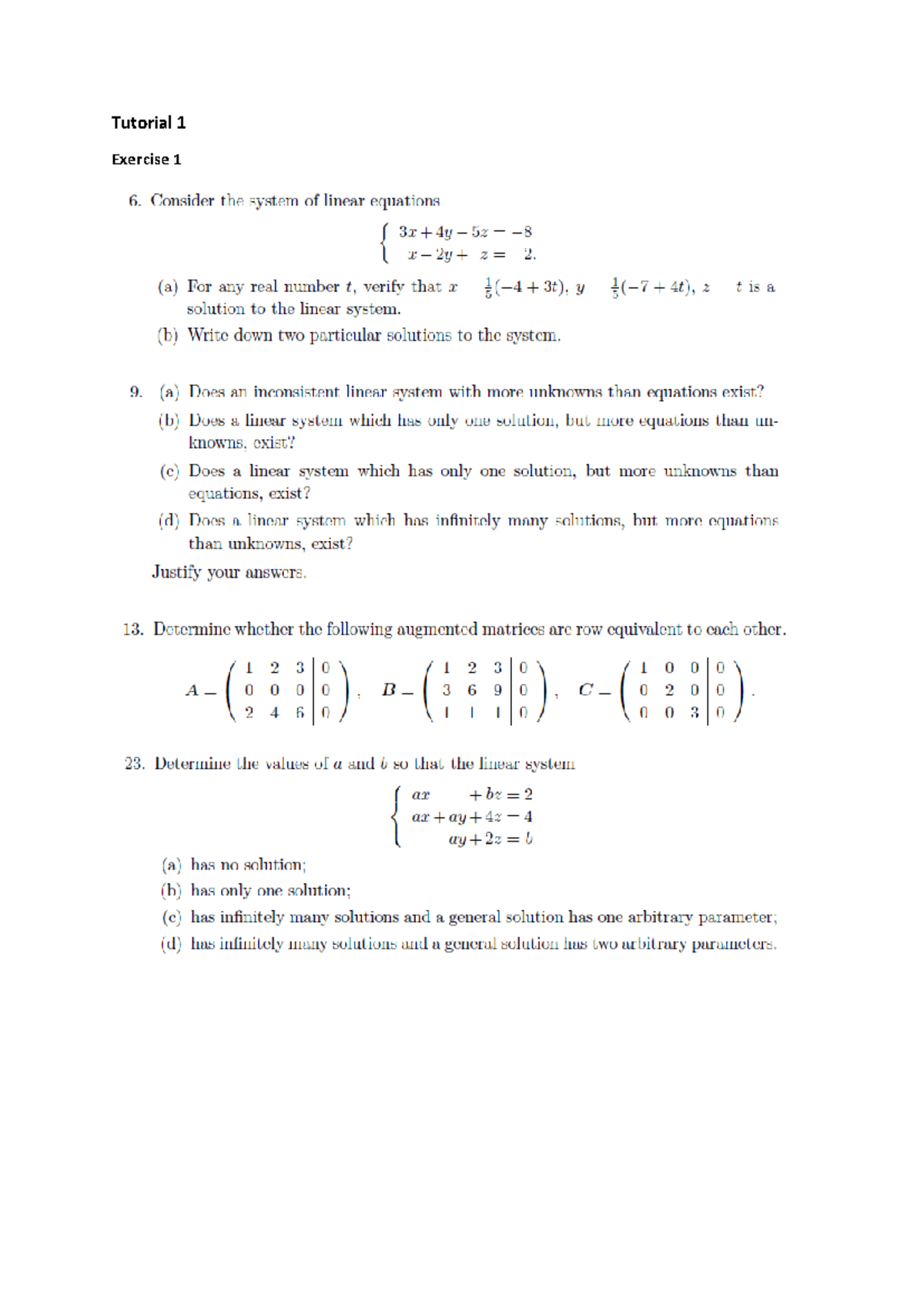 Tutorial Set 1: Exercises and Continuation of Topic 1 - Studocu