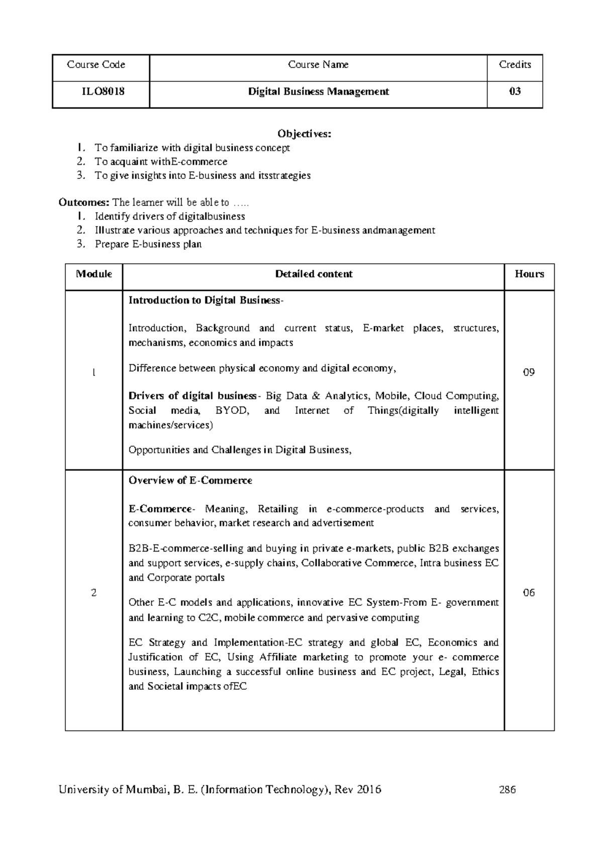 DBM - syllabus - University of Mumbai, B. E. (Information Technology ...