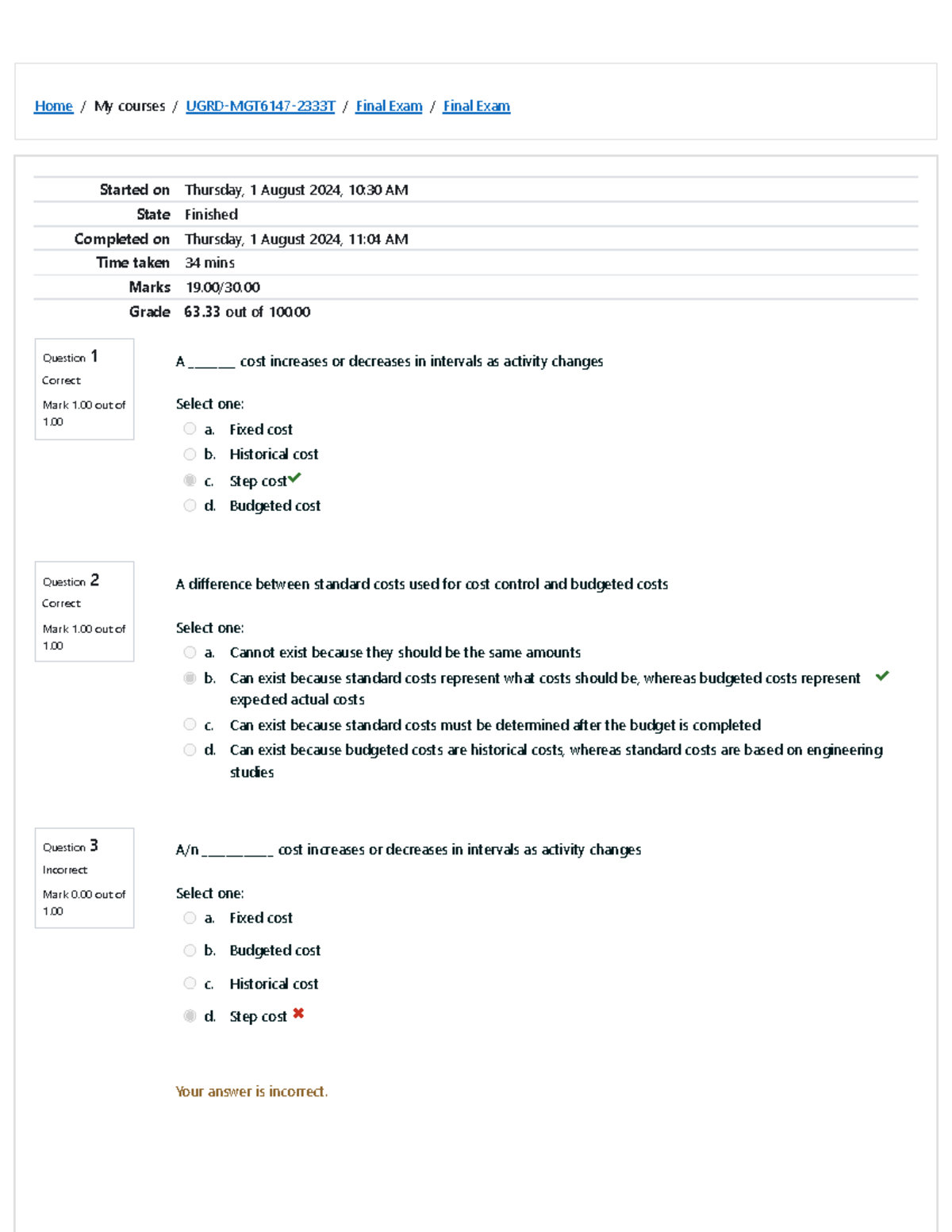 Strategic Cost Management UGRD-MGT6147 Final Exam Review Notes - Studocu