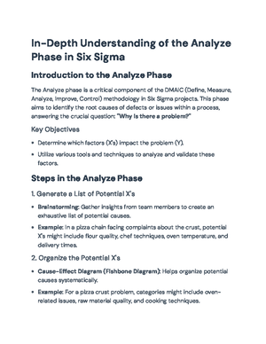 Six Sigma DMAIC Improve Phase: Solutions & Risk Management Guide - Studocu