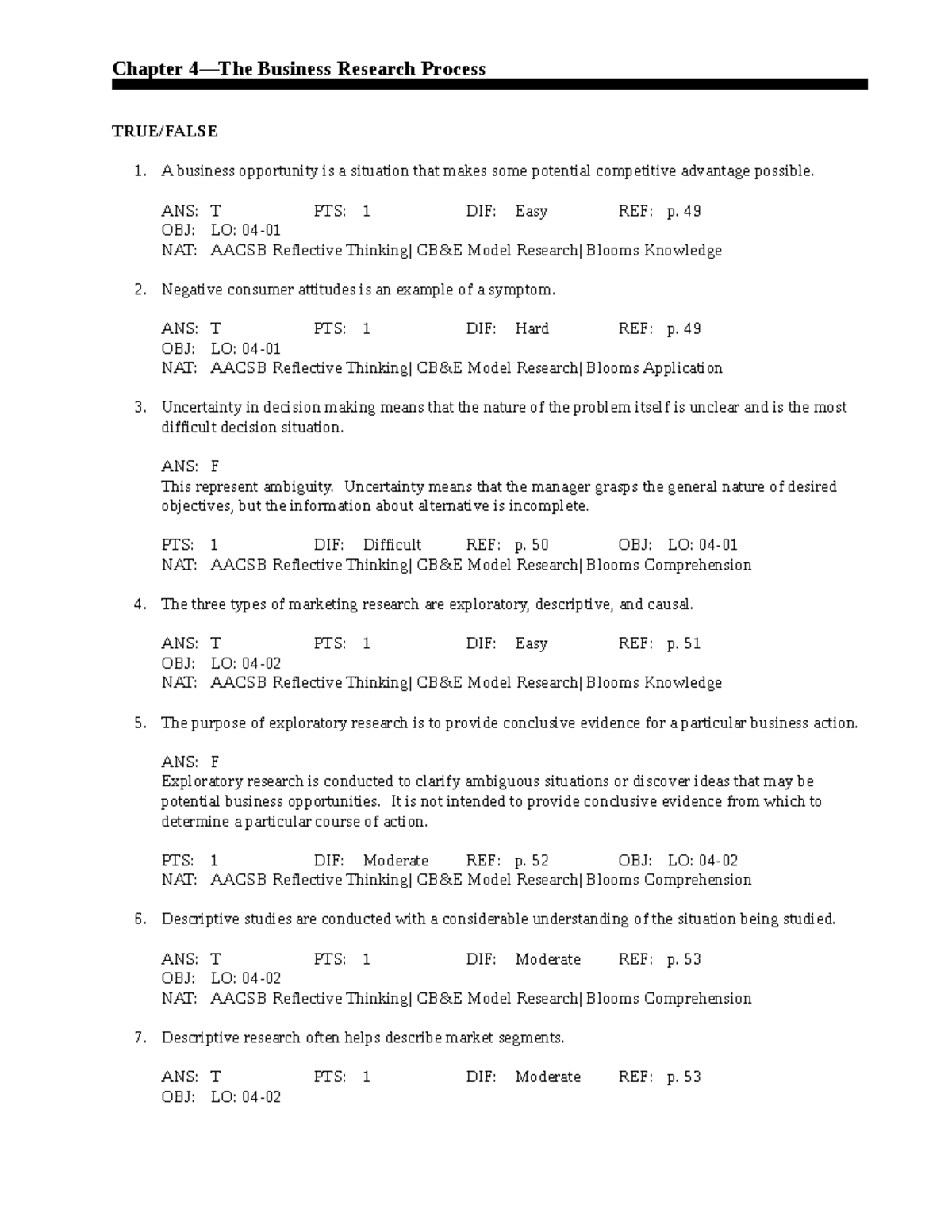 Chapter 4: Business Research Process Overview (MBR) - Studocu