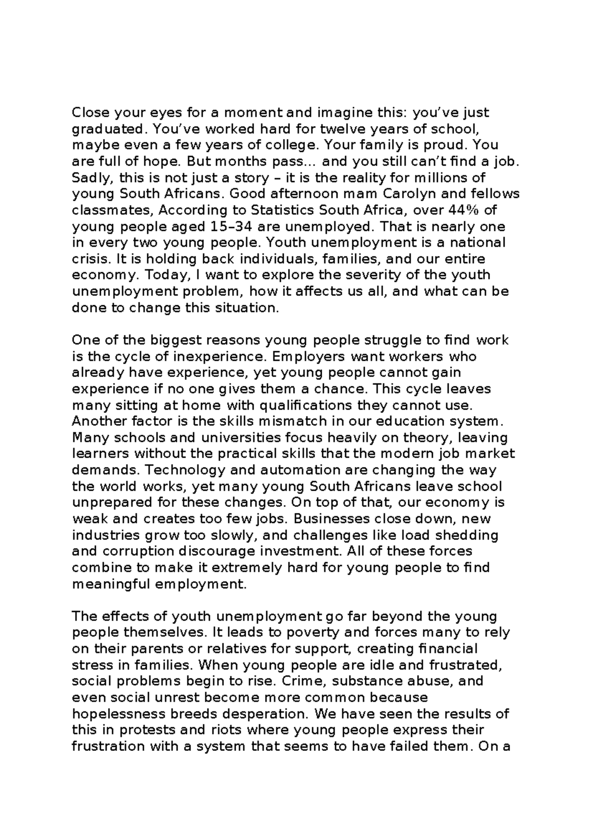 Youth Unemployment Crisis in South Africa: A National Challenge - Studocu