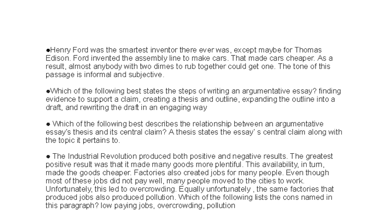Argumentative Essay Writing Steps - ENG 101 - Studocu