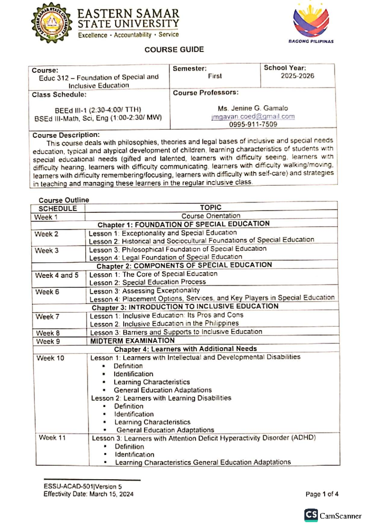 Educ 312 Course Guide: Foundation of Special and Inclusive Education ...