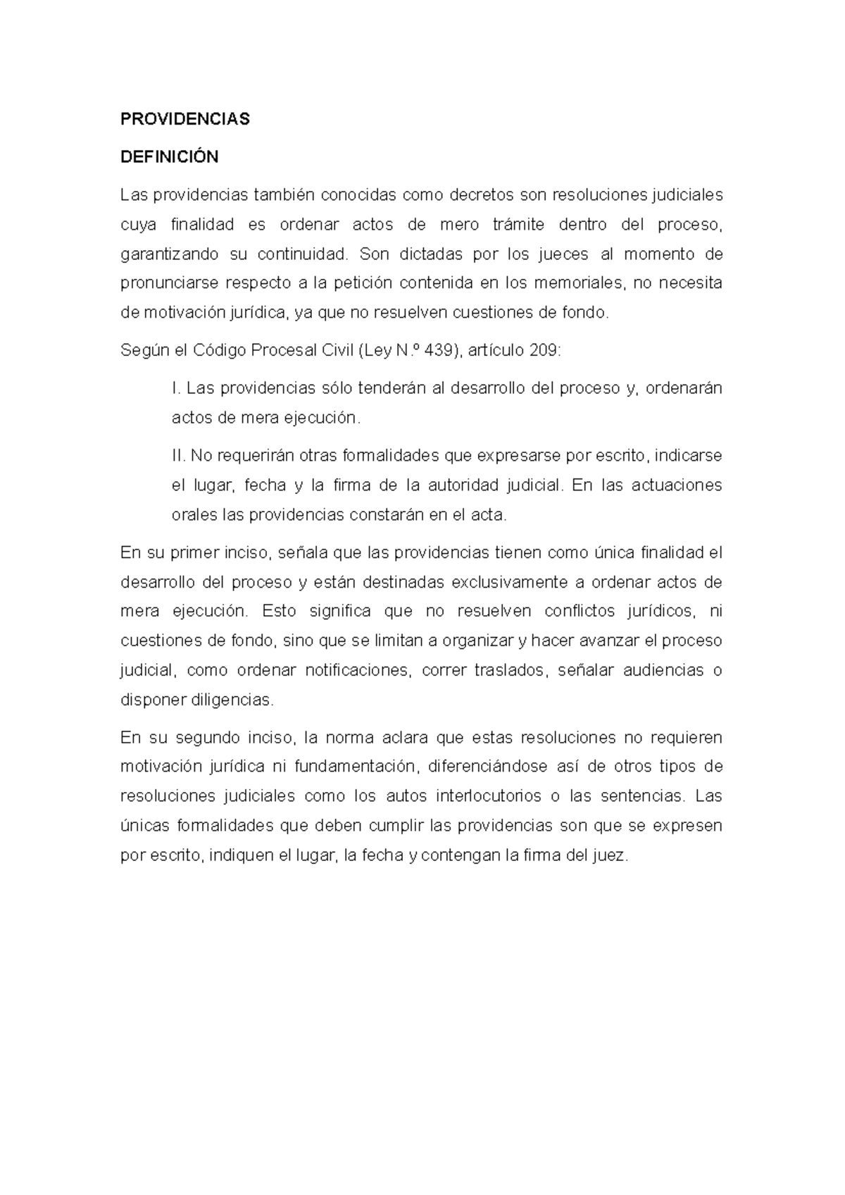 Providencias Judiciales: Definición y Funciones Esenciales - Document Preview