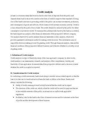 Credit Management - Study Notes & Assignments - Studocu