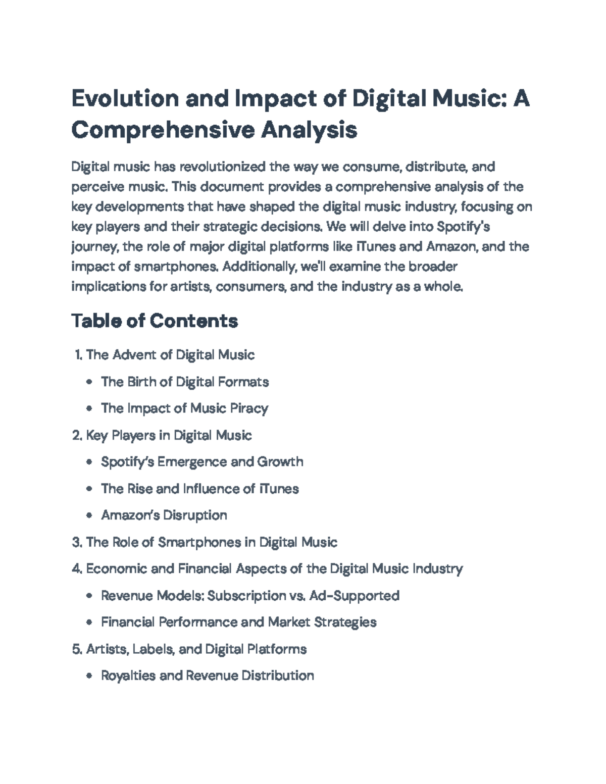 Final Report: Evolution & Impact of Digital Music - CMU 101 - Evolution ...
