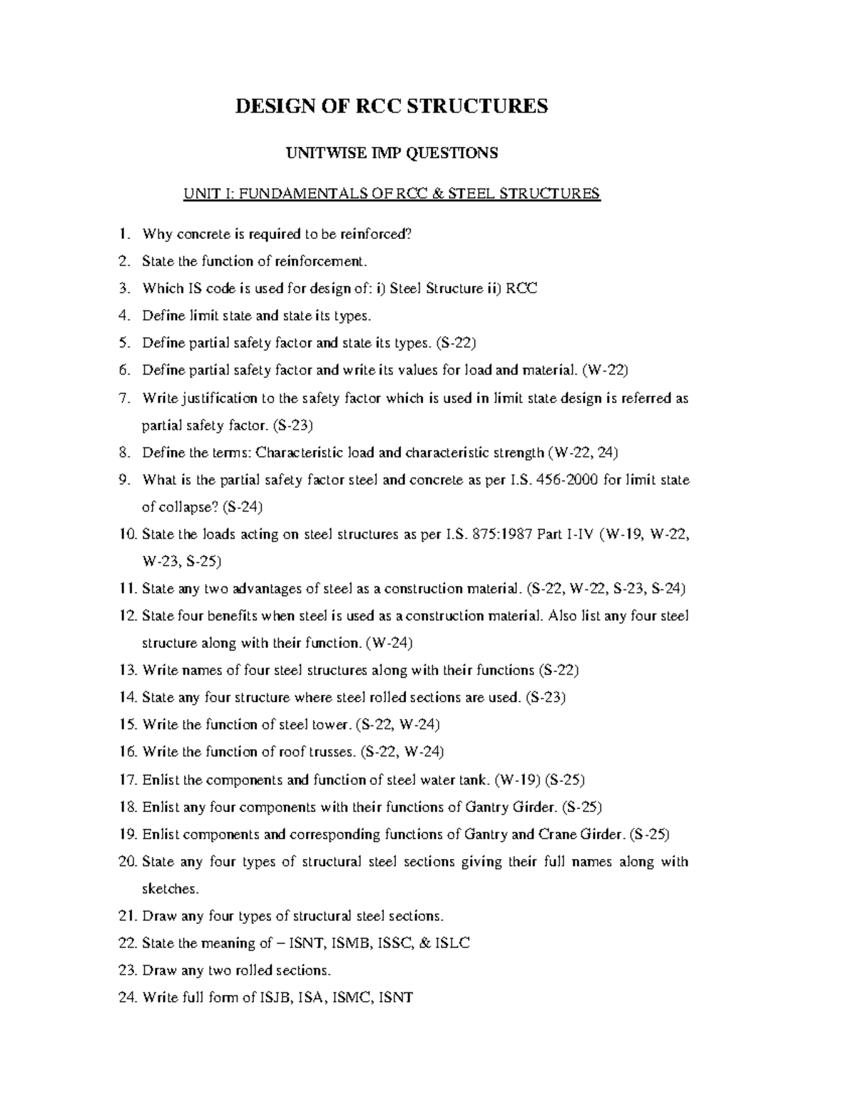 RCC Structures Design: Imp Qs & Key Concepts (Course Code: 1777386442 ...