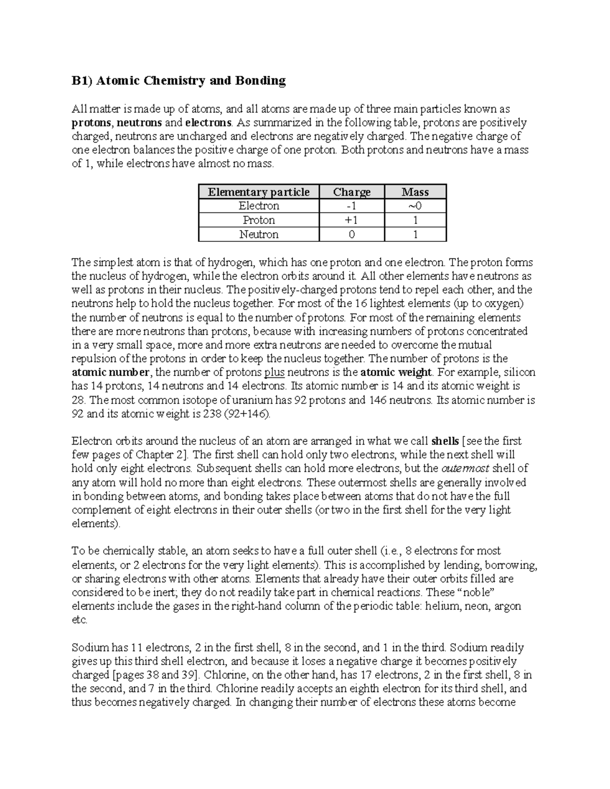B1 - Lecture Notes on Atomic Chemistry and Bonding - Studocu