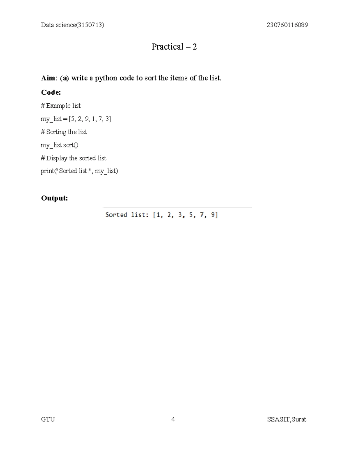 Data Science (3150713) Practical 2: Python Coding Exercises - Studocu