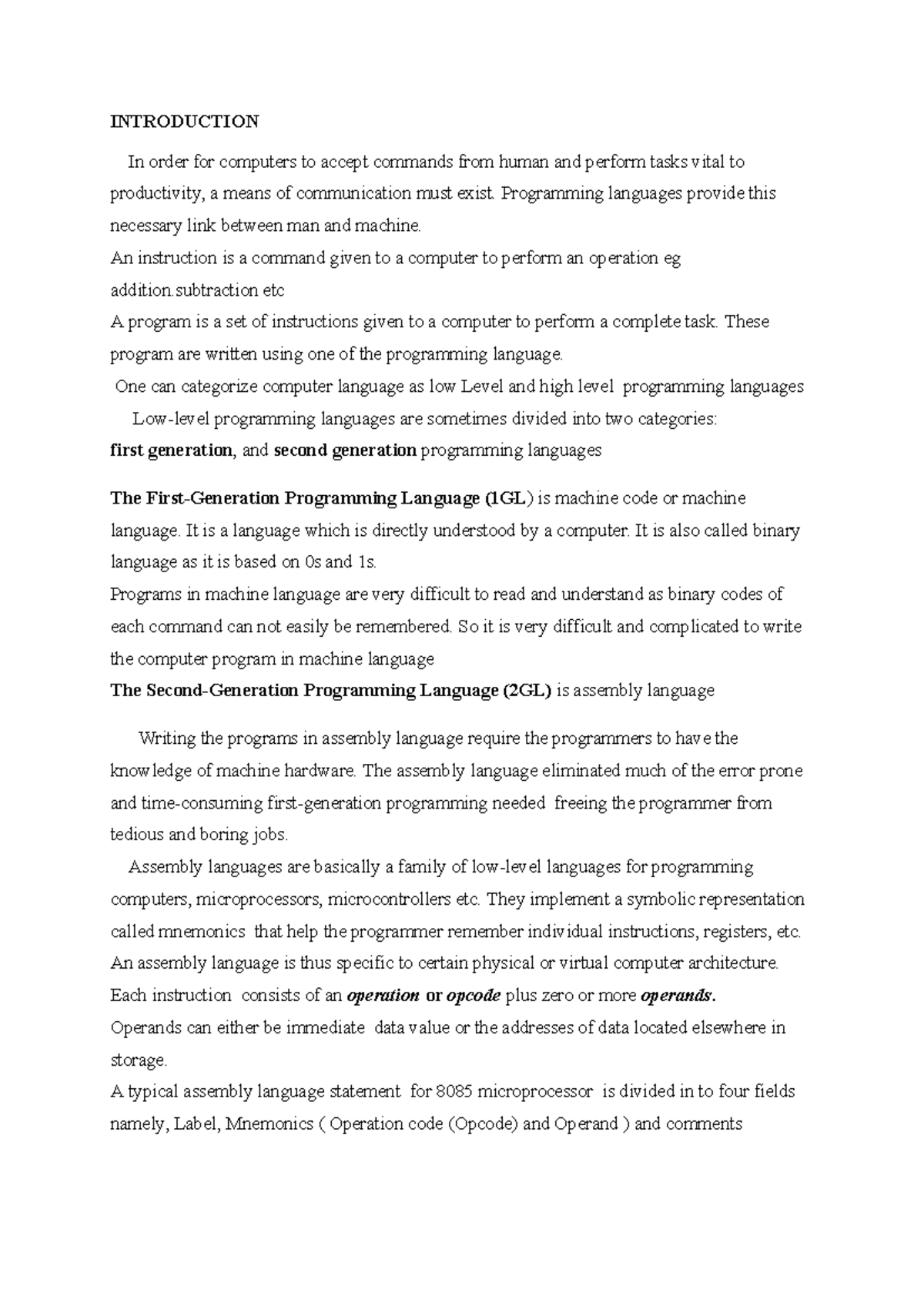 8085 Microprocessor Programming Language Overview and Instructions ...