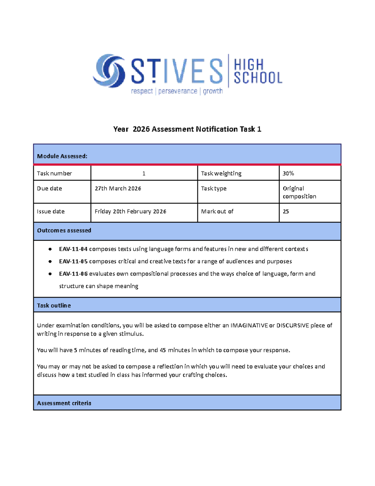 2026 Assessment Notification: Task 1 - Original Composition Guidelines ...