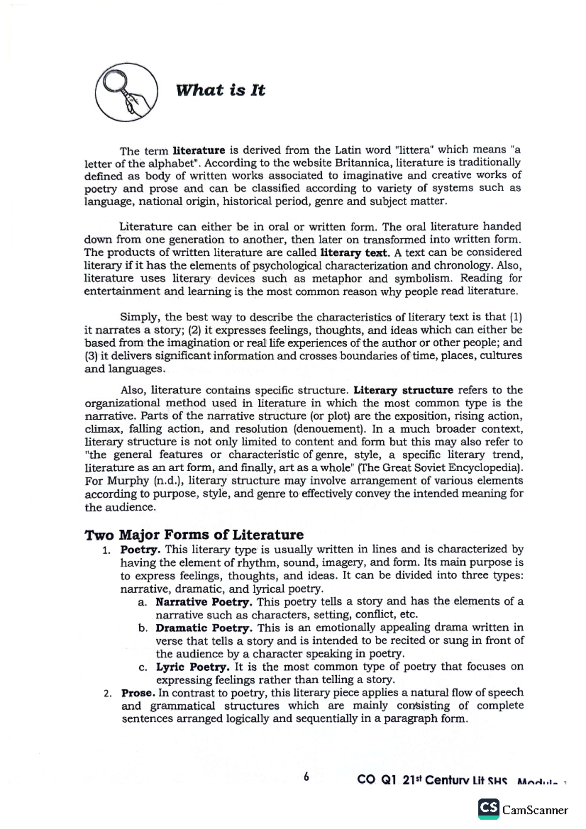 Week 1-2 Literature Overview: Forms and Historical Context in 21st ...