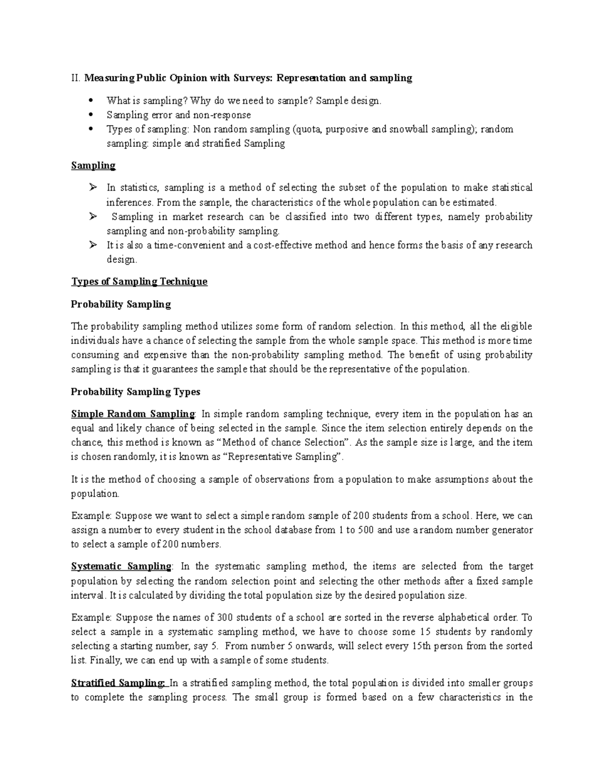 Unit 2 - Types of Sampling Technique, Sampling Error, Cause of Sampling ...