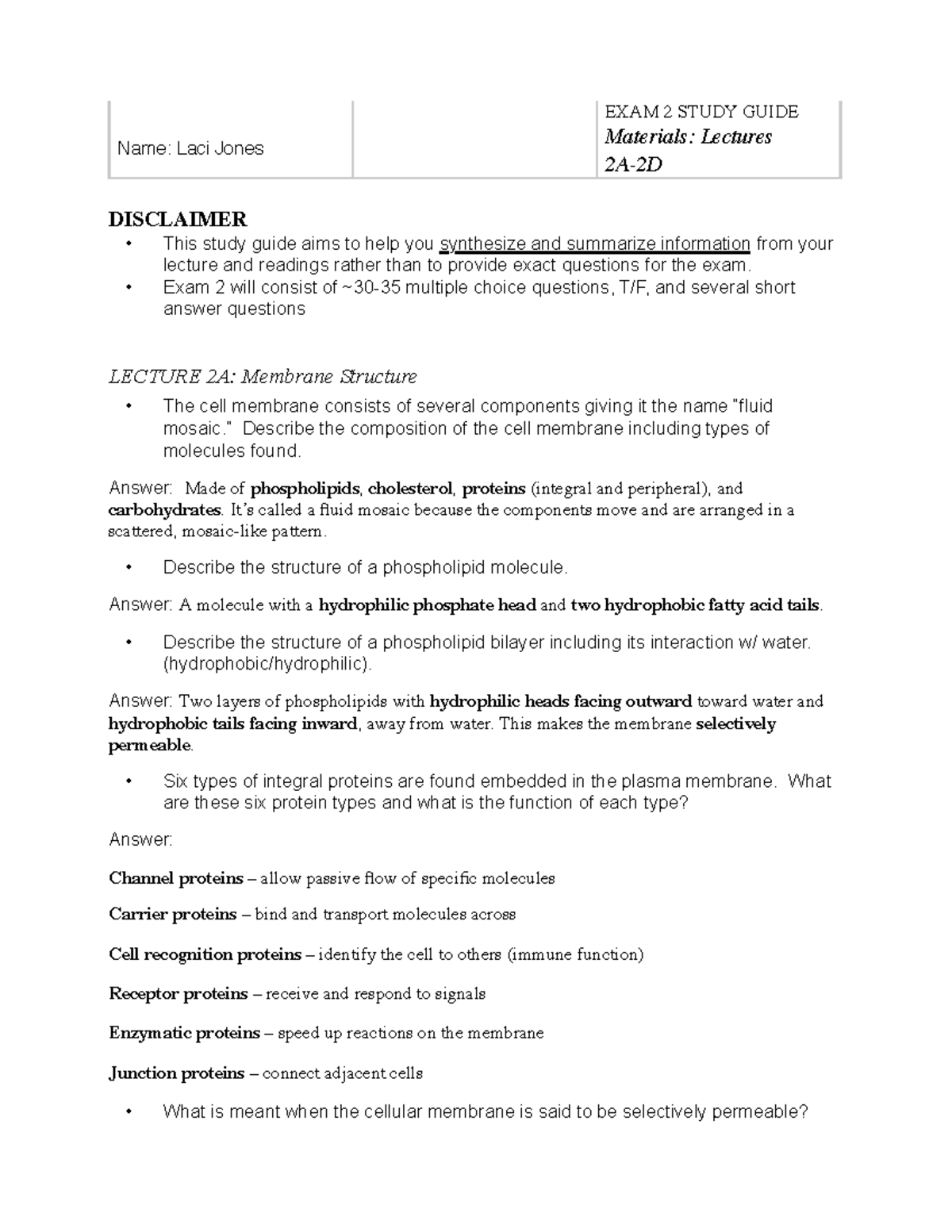 BIO 101 Exam 2 Study Guide: Key Concepts in Cellular Processes - Studocu