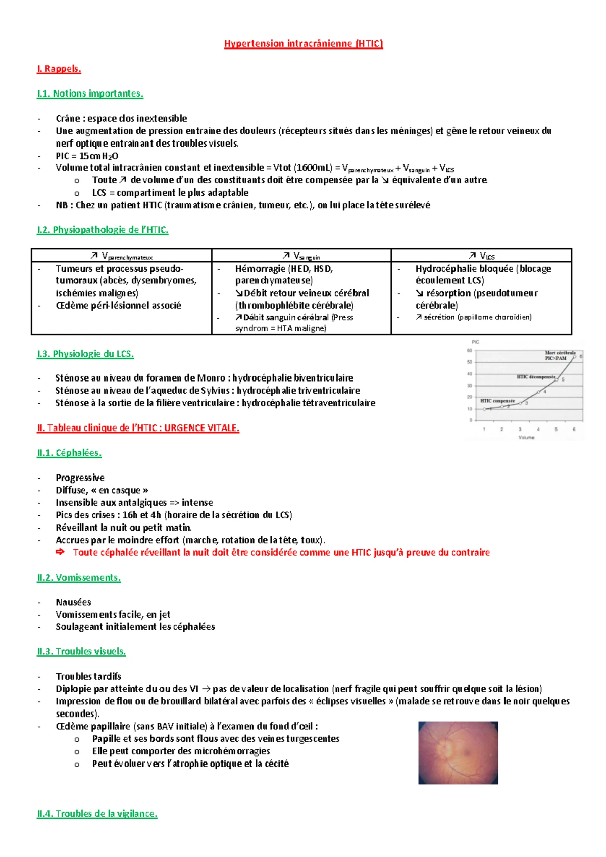 Hypertension Intracranienne - FACULTE DE MEDECINE MOSTAGANEM MODULE DE ...