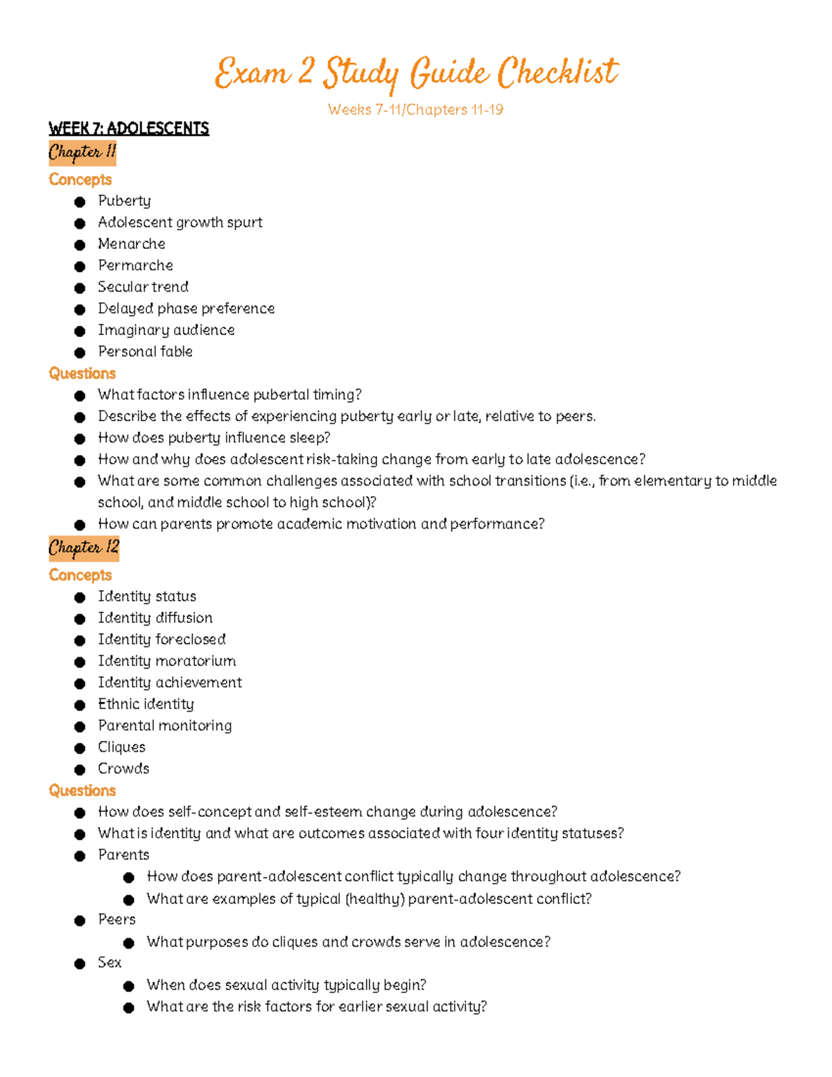 Exam 2 Study Guide: Key Concepts & Questions for Weeks 7-11 - Studocu