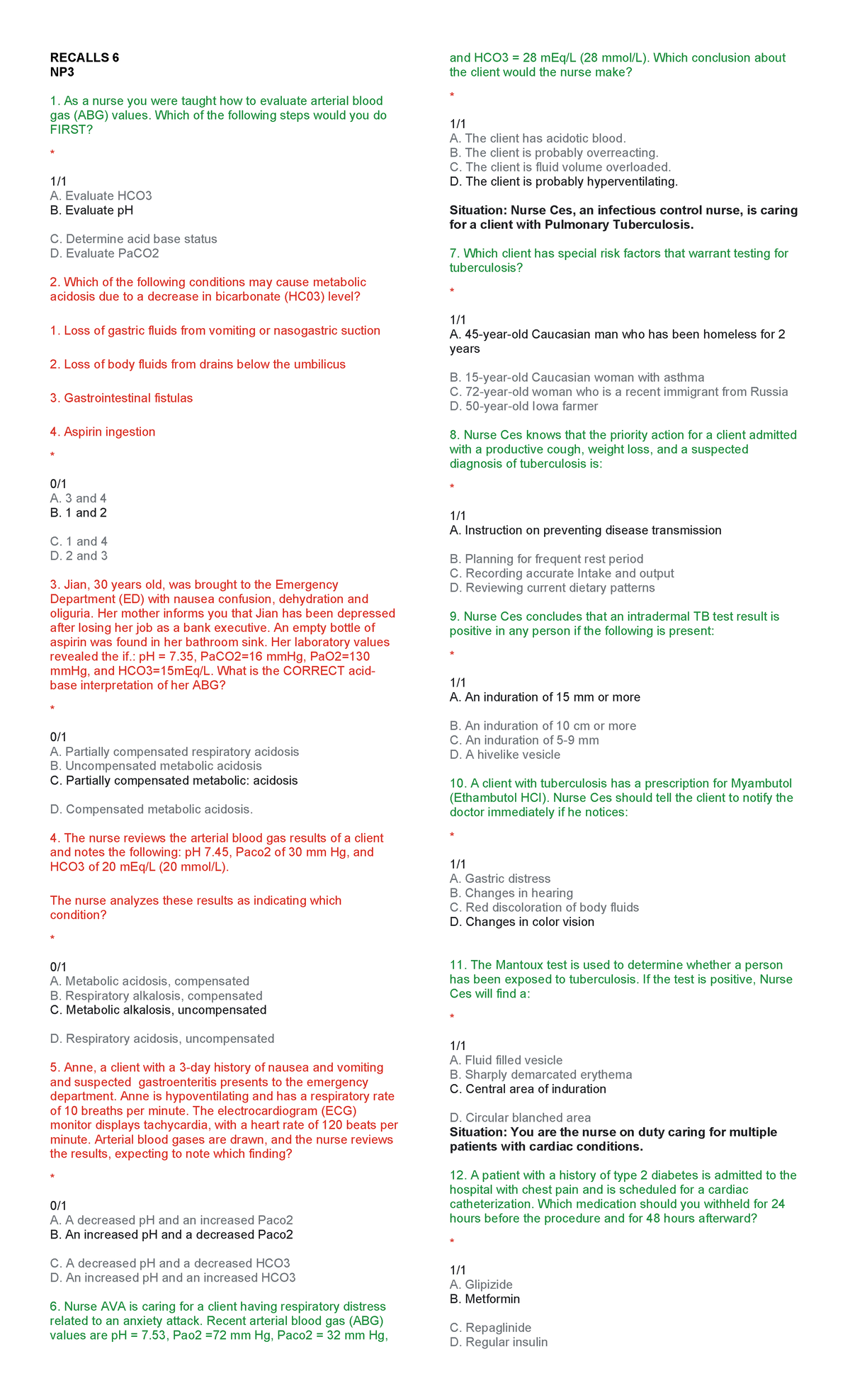 Recalls 6 NP3 - MedSurg Exam Review and Key Concepts - Studocu
