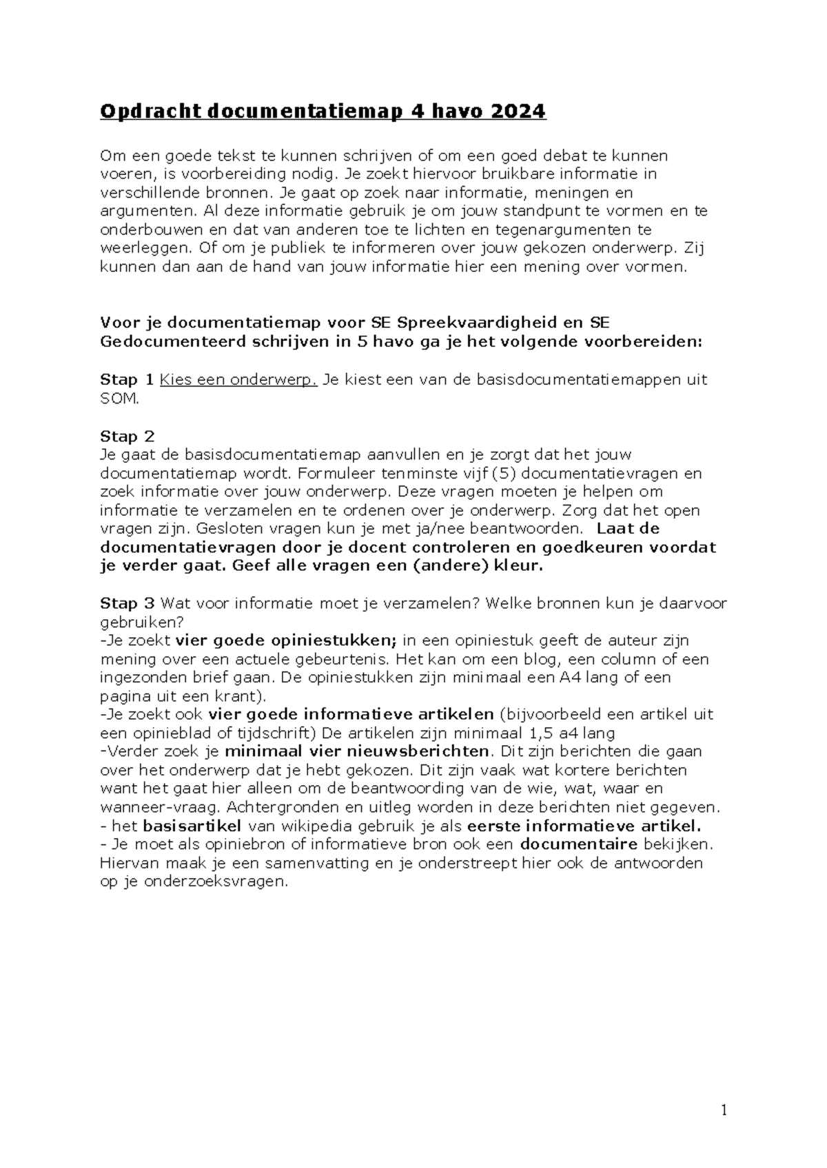 Documentatiemap voor SE Spreekvaardigheid en Gedocumenteerd Schrijven 4 ...