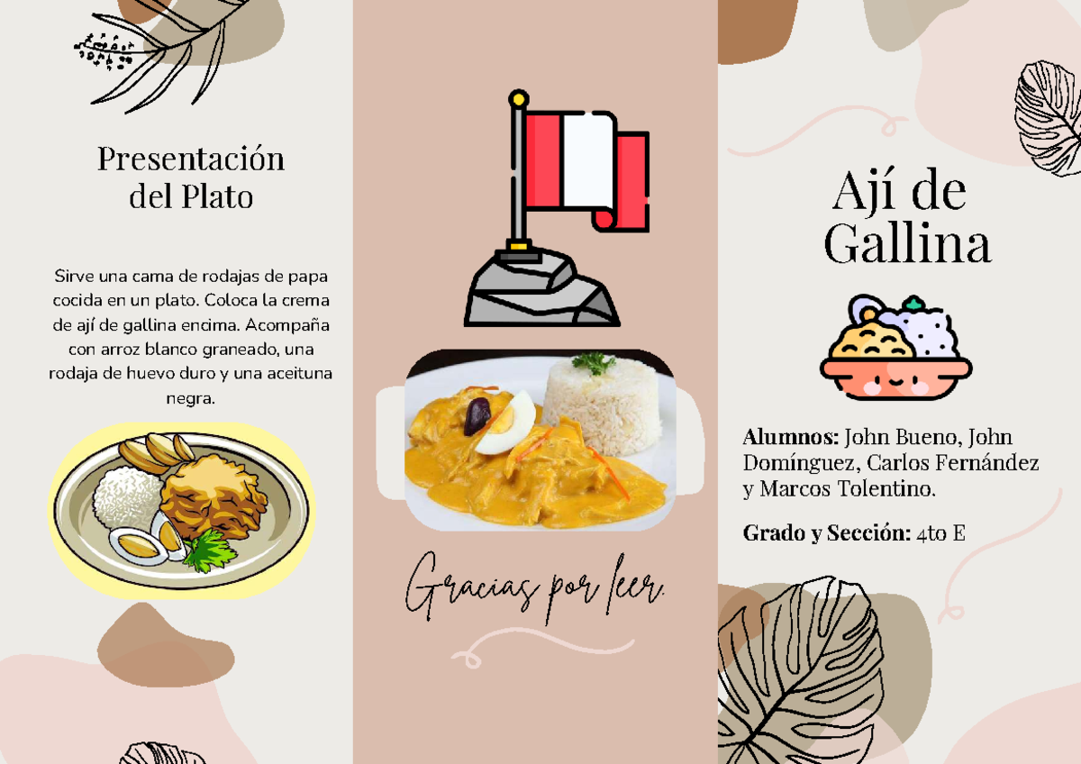 Tríptico sobre el Plato Ají de Gallina - 4to E - Document Preview