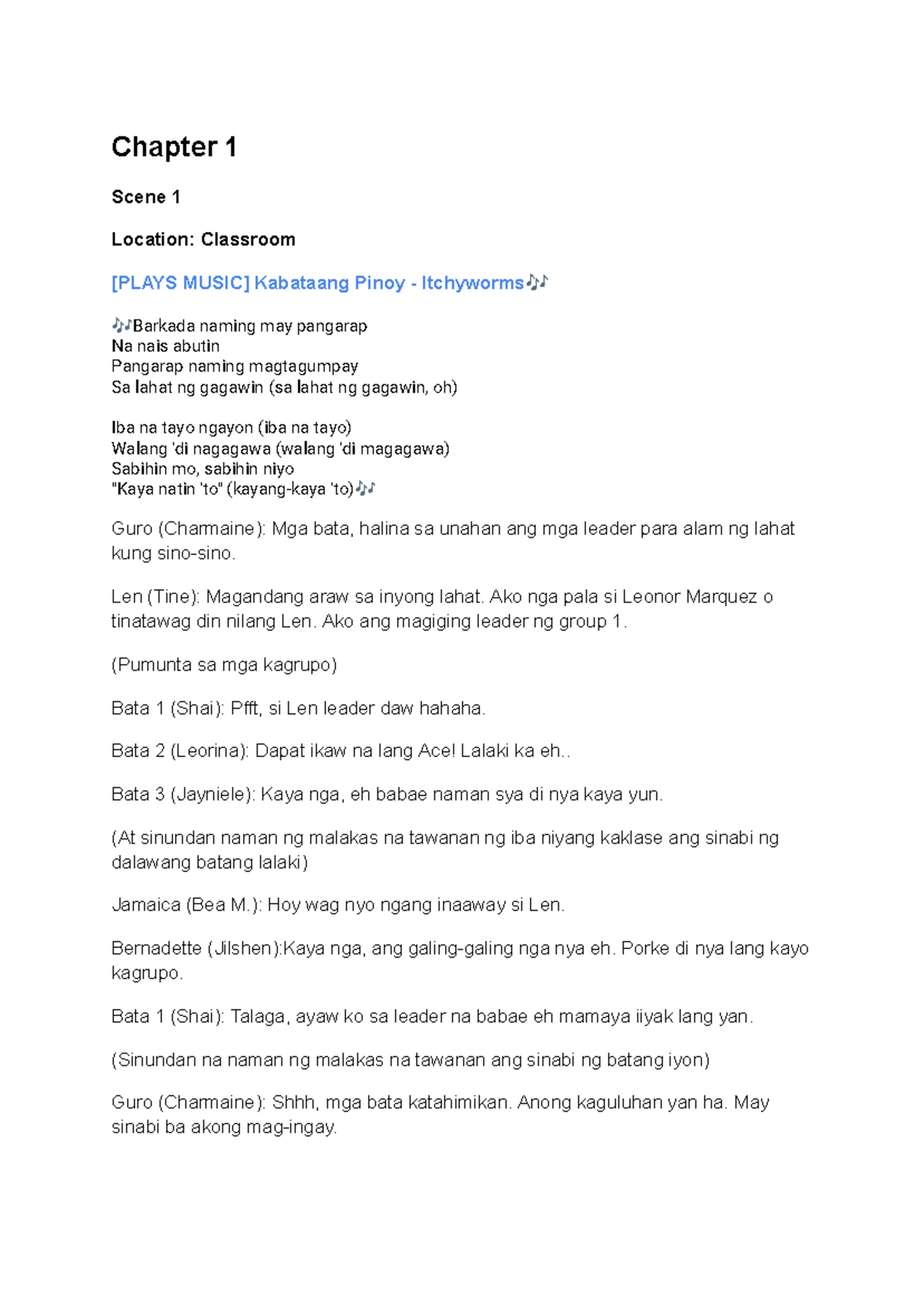 ART Appre [Script] - Chapter 1 Analysis and Scenes Breakdown - Studocu