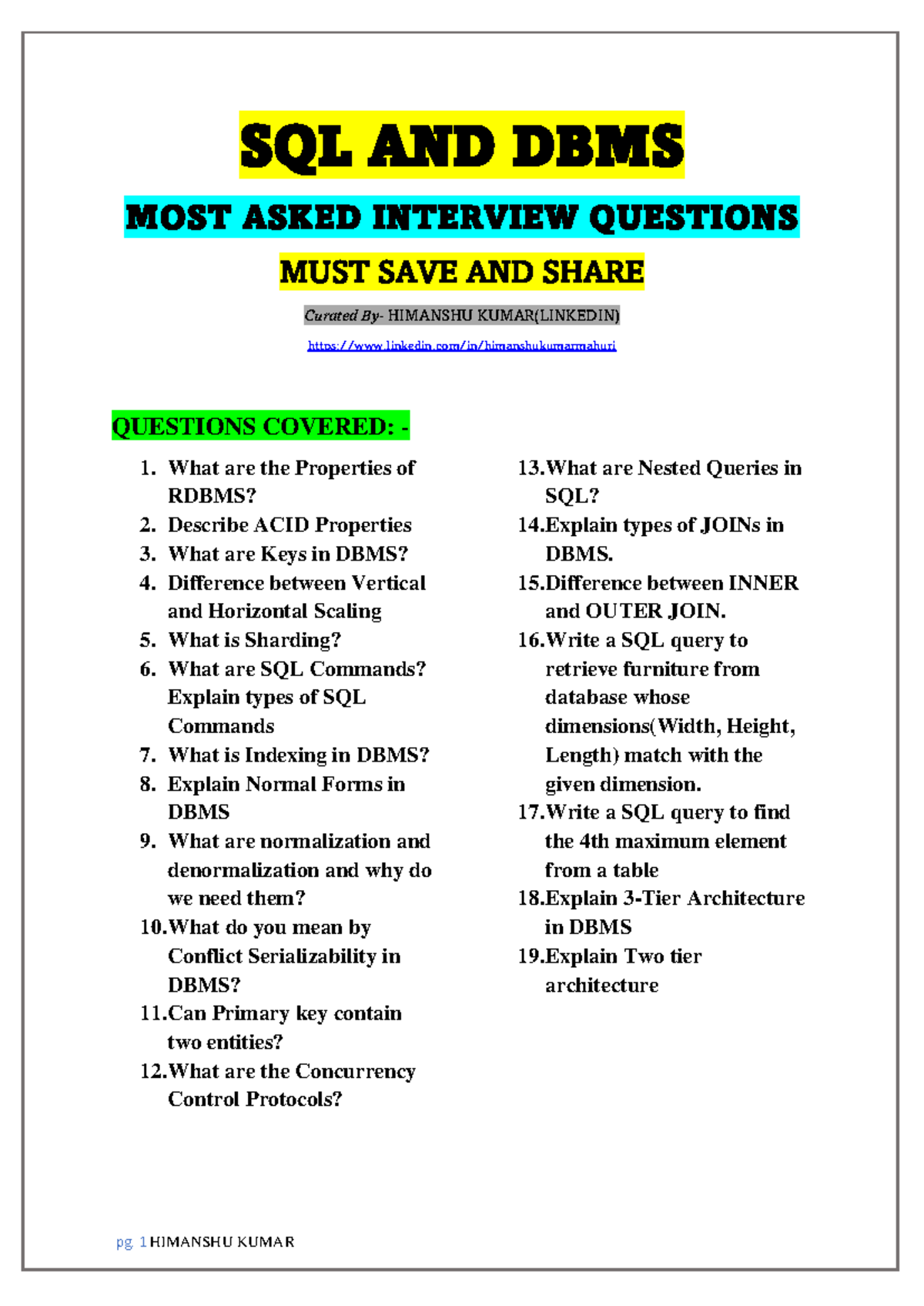 SQL and DBMS Important Interview Questions 1661042896 - SQL AND DBMS ...