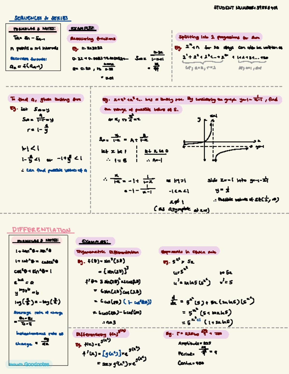 Maths Adv Cheat Sheet: Sequences & Series Formulas Notes - Studocu