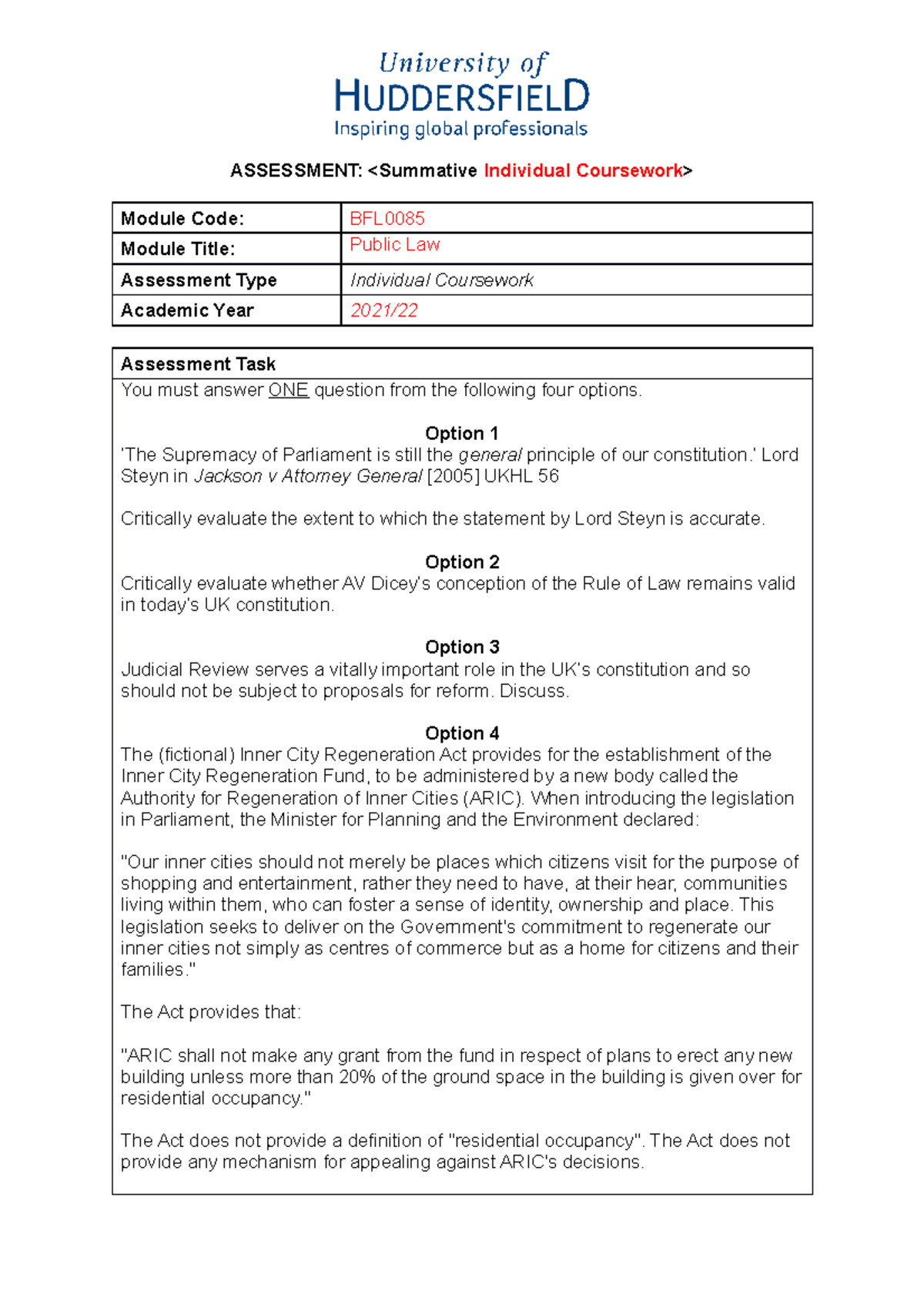 Public coursework with marking framework - ASSESSMENT: - Studocu