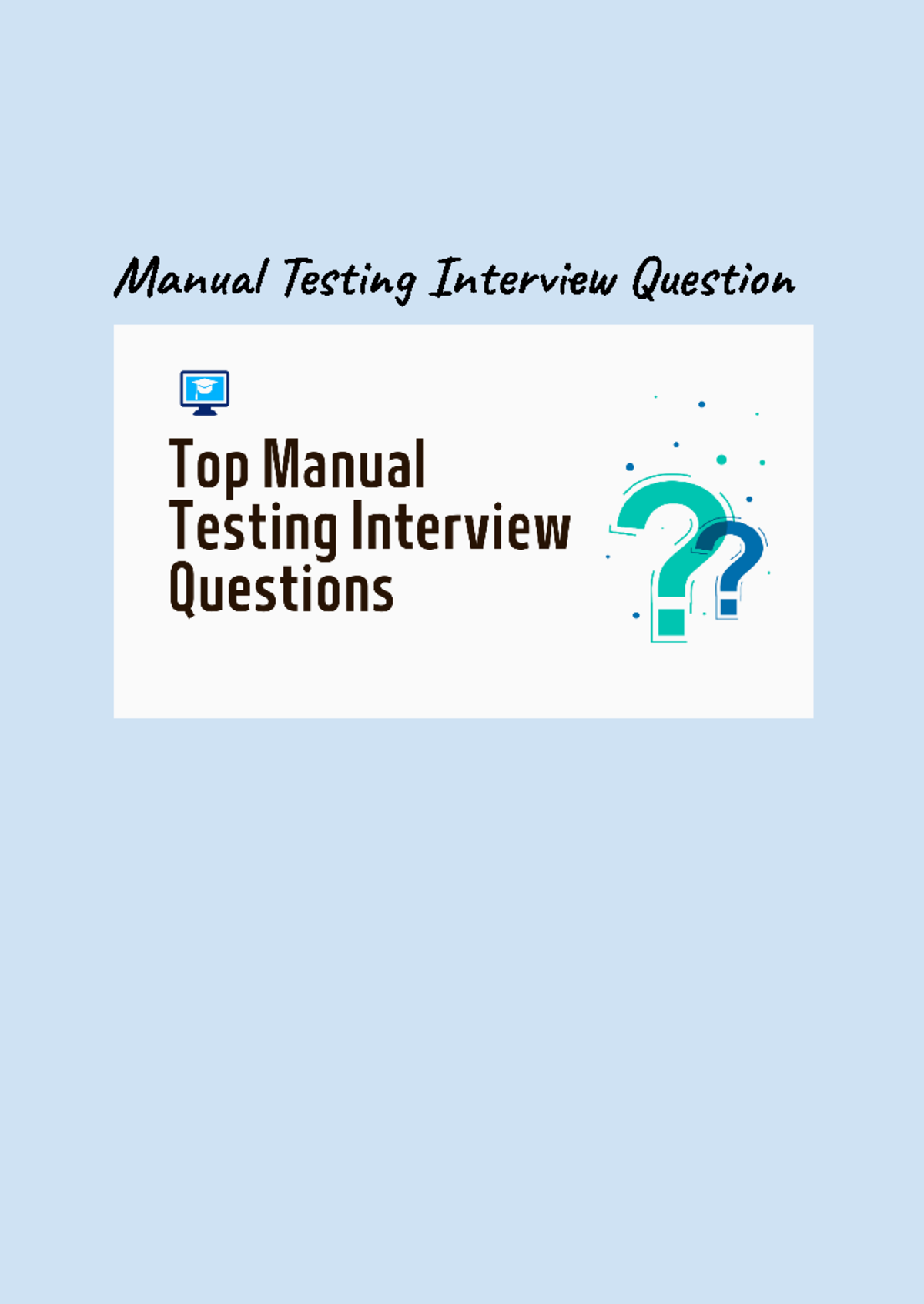 Manual Testing Interview Questions & Answers for QA Professionals - Studocu